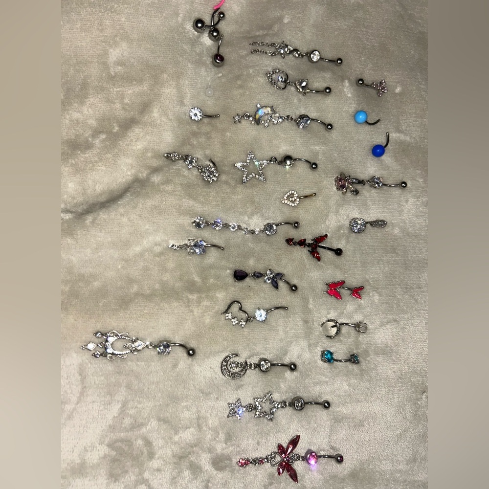 Elegant Silver and gold Women's belly piercing Set